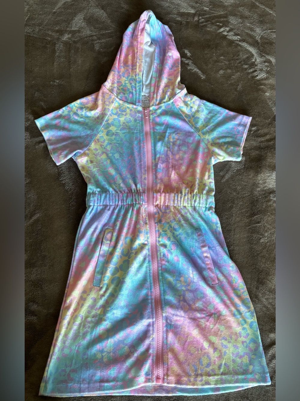 Iridescent Pastel Zip Hoodie Beach cover Up / Dress